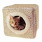 Pet Adobe Indoor Cat Pet Bed Cave with Removable Cushion Pad for Cats/Small Animals, Tan/White Animal Print 728420YHZ - alternate 7